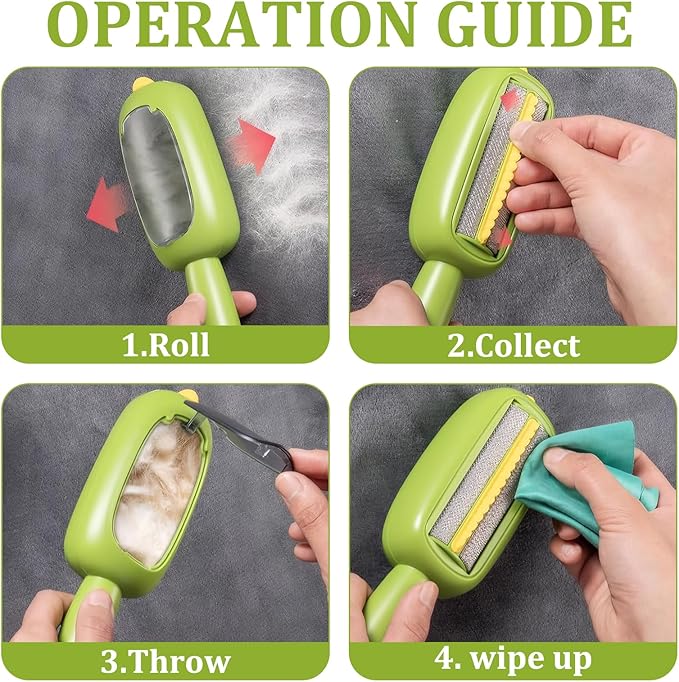 Reusable Lint Roller, Portable Lint Brush, Pet Hair Remover, Super Sticky and Washable, for Clothes, Furniture, Dog & Cat Hair(Green)-VivaGrace Women