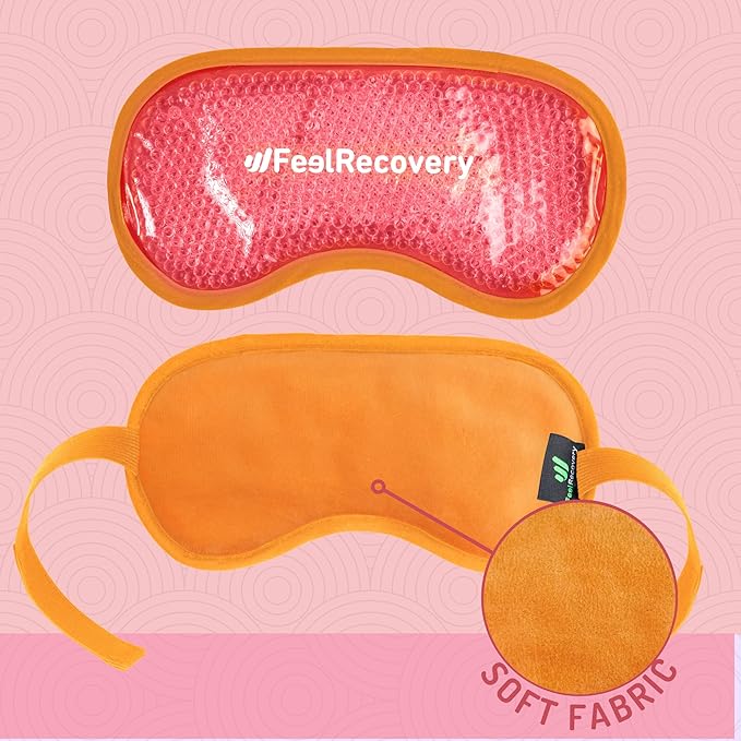 Cooling Gel Eye Mask for Puffy Eyes (8x4 in) - Reusable Cold Compress Pack for Dry Eyes, Tired Eyes, Headaches, Dark Circles - Flexible Golden Gel Beads Hot & Cold Therapy-VivaGrace Women