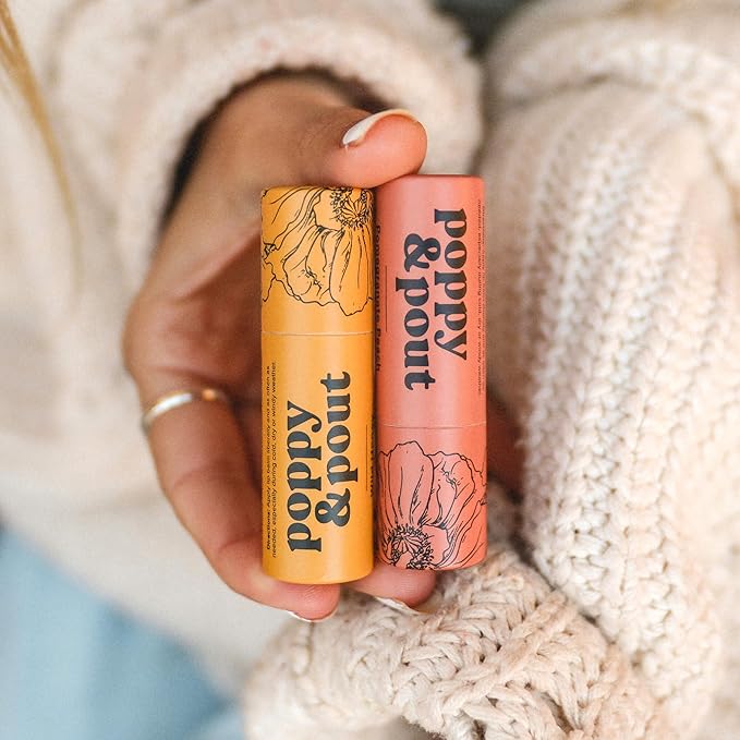 Poppy & Pout Pomegranate Peach Jumbo Lip Balm | All Natural Lip Balms & Moisturizers | Hydrates with Beeswax, Vitamin E, Organic Coconut Oil | Cruelty-Free | Lip Balm in Recyclable Cardboard Tube-VivaGrace Women