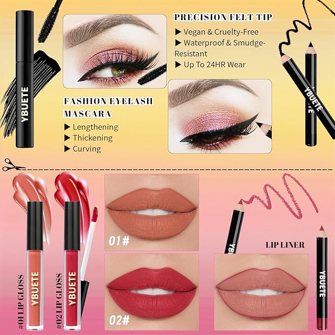 Beginner Makeup Kit for Teen,Makeup Gift Set for Girl Women,Beginner Makeup Kit with Cosmetic Train Case Included 32 Colors Eyeshadow Blusher Contour Lip Gloss Lip Liner Mascara Eyeliner Mirror-VivaGrace Women