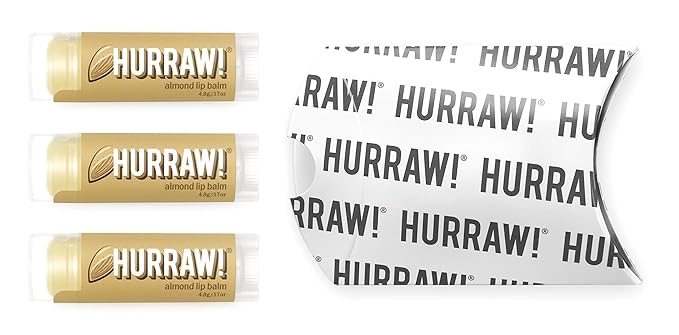 Hurraw! Almond Lip Balm, 3 Pack: Organic, Certified Vegan, Cruelty and Gluten Free. Non-GMO, 100% Natural Ingredients. Bee, Shea, Soy and Palm Free. Made in USA-VivaGrace Women