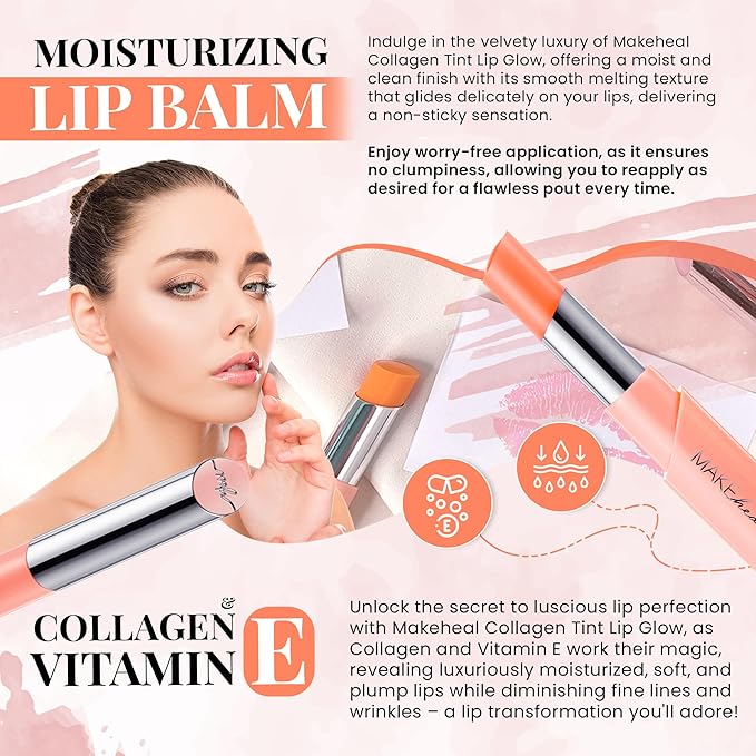Collagen Tint Lip Balm, Hydrating Nourishing Smooth Lips, Lip Balm Infused with Collagen & Vitamin E, Vibrant Natural Lip Tint Color, From the Makers of Mediheal, Korean Beauty (Pink)-VivaGrace Women