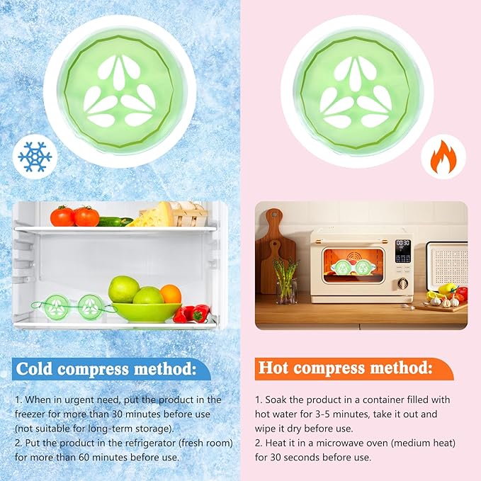 12 Pcs Cucumber Eye Pads Gel Eye Masks Cooling Heating Eye Pads Spa Party Favors Sleepover Party Slumber Party Supplies-VivaGrace Women