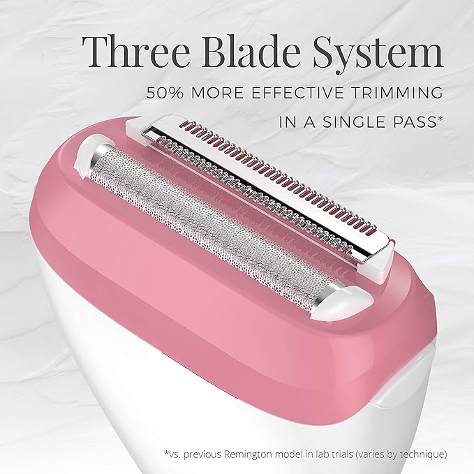 Remington WDF4821US Smooth & Silky Electric Shaver for Women, 3-Blade Cordless Foil Shaver and Bikini Trimmer for Wet or Dry Use, Pink-VivaGrace Women