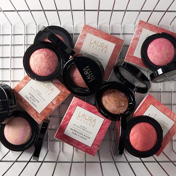 LAURA GELLER NEW YORK Baked Blush-n-Brighten Marbleized Blush - Apricot Berry - Creamy Lightweight - Satin Finish-VivaGrace Women