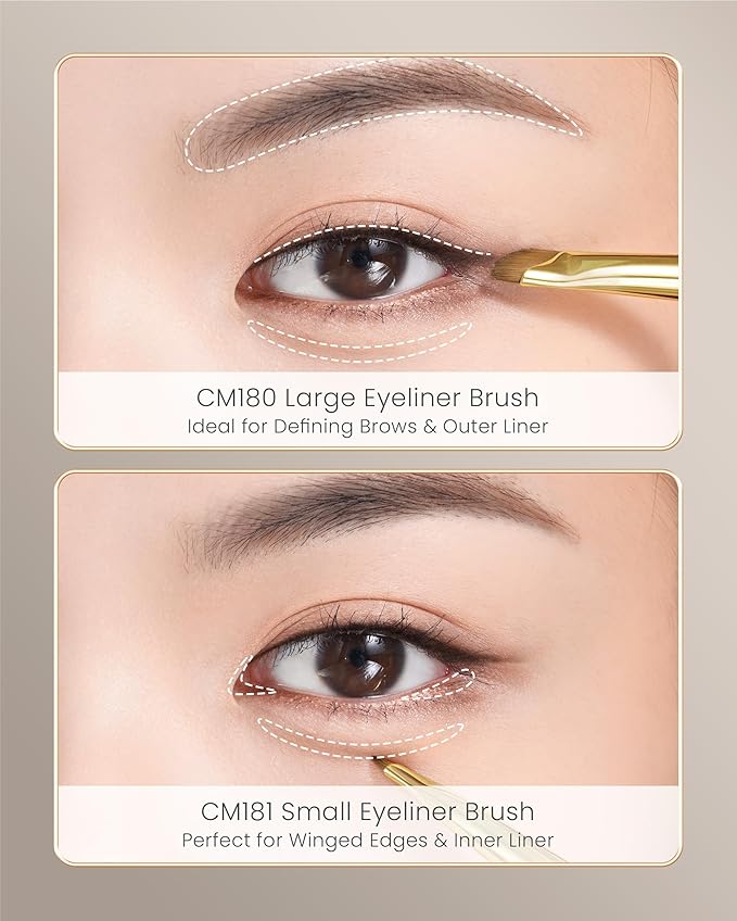 Desert Oak Series Precision Angled Eyeliner Brush - Ultra-Fine Nylon Bristles for Razor-Sharp Gel/Liquid/Powder Lines, Detail Work & Tightlining, Bubinga Handle & Brass Ferrule (CM 181)-VivaGrace Women