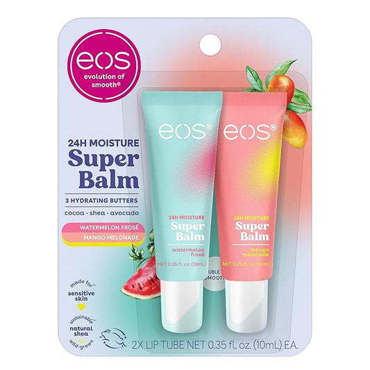 eos 24H Moisture Super Balm- Watermelon Frosé & Mango Melonade, Lip Mask, Day or Night Lip Treatment, Made for Sensitive Skin, 0.35 fl oz, 2-Pack-VivaGrace Women