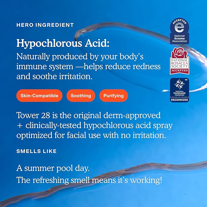 Tower 28 SOS Daily Rescue Facial Spray for Sensitive Skin, Hypochlorous Acid Spray Helps Reduce Redness and Breakouts, Full Size Toner for Face, 4 FL Oz-VivaGrace Women