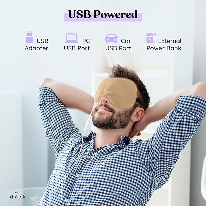 Heated Eye Mask for Dry Eye Relief - Stye Eye Treatment, Warming Eye Mask for Dry Eyes Mask Warm Compress for Eyes, Sinus Mask Heated Eye Patch - Dry Eye Mask Moist Heat Electric Warming - Champagne-VivaGrace Women