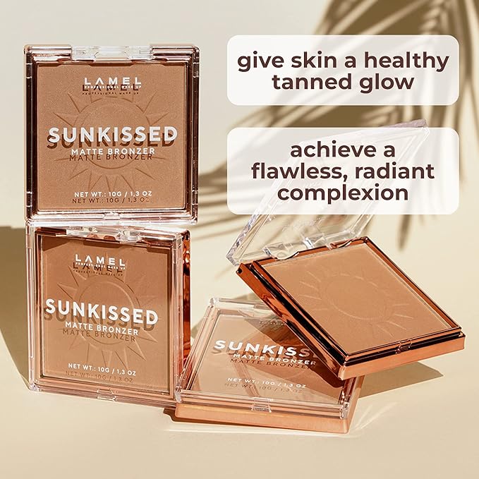 LAMEL Sunkissed Matte Bronzer Face Powder - Non-Shimmer, Long Lasting, Non-Greasy Bronzing Organic Makeup Formula - Matte Finish - Natural Tan Skin - N. 401-0.35oz.-VivaGrace Women