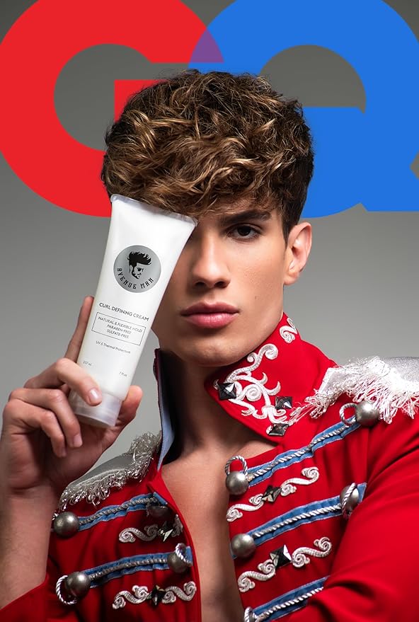 Avenue Man Curl Defining Cream - Improved Formula - Natural & Flexible Hold with Herbal Extracts for All Hair Types - Paraben Free & Sulfate Free-VivaGrace Women