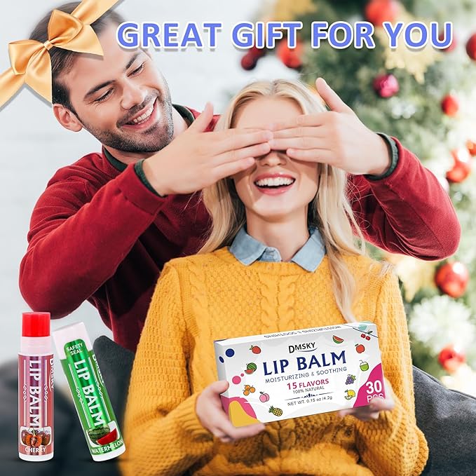 Dmsky Lip Balm 30 Pack, Colorful Lip Balm Bulk with Vitamin E and Coconut Oi, Hydrating Moisturizing Lip Balm Set for Men Women- 15 Flavors-VivaGrace Women