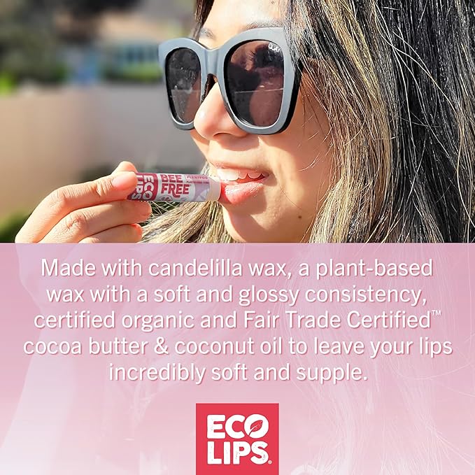Eco Lips Vegan Superfruit Bee Free Lip Balm Includes Candelilla Wax, Organic Cocoa Butter and Coconut Oil. 100% Plastic-Free Plant Pod Packaging. 3-Pack-VivaGrace Women