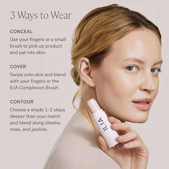 ILIA - Skin Rewind Complexion Stick - Foundation + Concealer + Skincare | Non-Toxic, Vegan, Cruelty-Free, Clean Makeup (12N - Sycamore, 0.35 oz | 10 g)-VivaGrace Women
