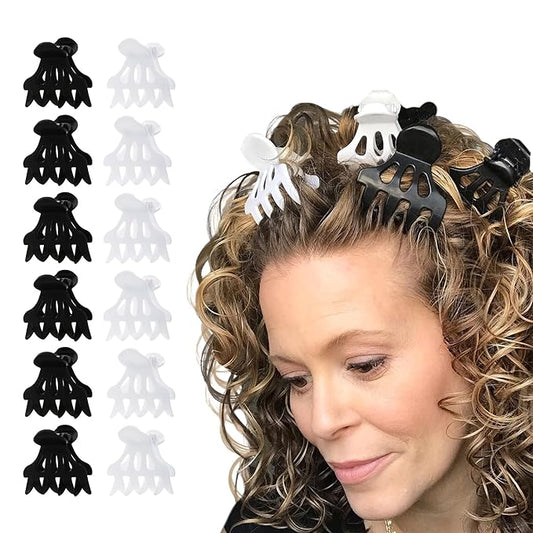 Curl Keeper Claw Clips for Thick & Thin Hair, Roller Jaw Clamps (12-Pack) - Wide Teeth Medium Hair Clips for Women Supports & Creates Volume - Hair Styling Accessories are Lightweight & Easy to Clean-VivaGrace Women