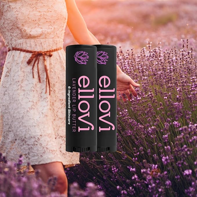 Natural Lip Butter Lip Balm - Lavender - Pure Enough to Eat - Made With Just 6 Vegan Ingredients - 100% Natural & Organic Moisturizing Lip Care for All Day Hydration (2-Pack)-VivaGrace Women