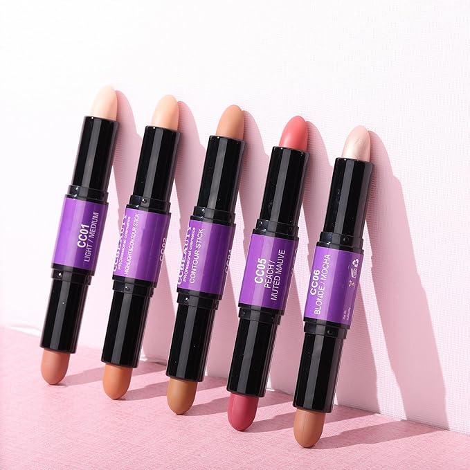 CCbeauty 2-in-1 Blush Stick for Cheeks - Cream 2 Colors Dual Blushing Makeup Stick for Cheeks, Eyes & Lips, Natural Blendable Moisturizing Long-Lasting Smooth Blushes,Peach & Muted Mauve-VivaGrace Women