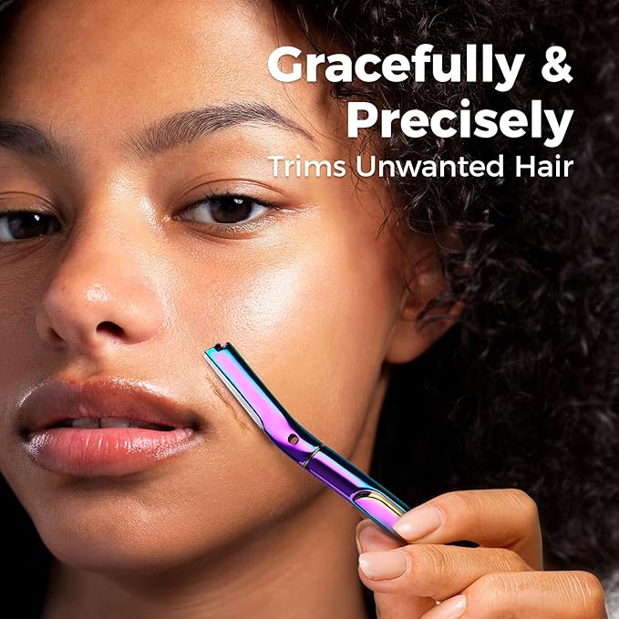 ZOMCHI Dermaplane Razor for Women Face, Premium Facial Razor & Eyebrow Razor, Dermaplaning Tool with Metal Handle, Removes Peach Fuzz, Exfoliates Skin, 11 Blades (Rainbow)-VivaGrace Women