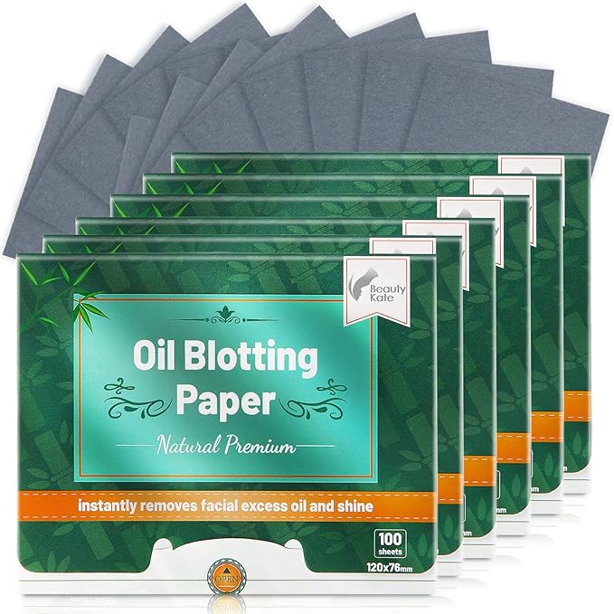 Natural Premium Oil Blotting Paper for Oily Skin with Bamboo Charcoal,26% Larger Oil Blotting Sheets for Face,Makeup Friendly Oil Absorbing Sheets 600 Sheets-VivaGrace Women