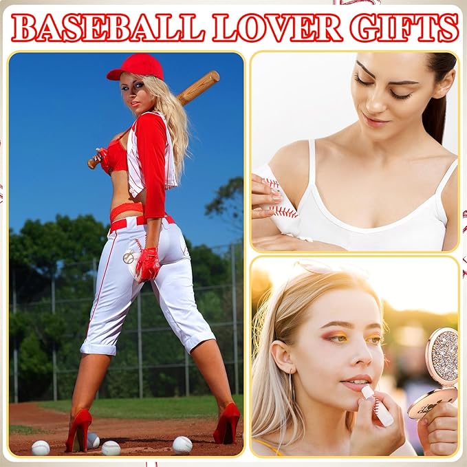144 Pcs Baseball Lip Balm Hand Cream Set Baseball Party Supply, Include 36 Baseball Lip Balm 36 Moisturizing Hand Cream 36 Baseball Bag 36 Baseball Card and Rope for Baseball Accessories Gifts-VivaGrace Women