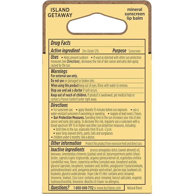 Burt’s Bees SPF 30 Lip Balm Mothers Day Gifts for Mom, Island Getaway - Coco Loco, Beaches & Cream, Tropic Like It's Hot, Water-Resistant Sun Care, Natural Origin Lip Treatment, 3 Tubes, 0.15 oz-VivaGrace Women