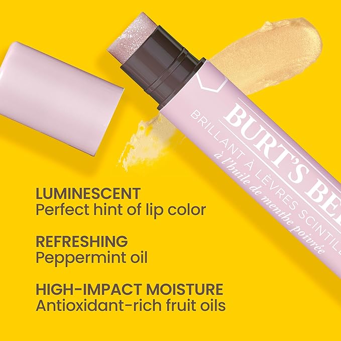 Burt's Bees Shimmer Lip Tint Set, Tinted Lip Balm Stick, Moisturizing for All Day Hydration with Natural Origin Glowy Pigmented Finish & Buildable Color, Champagne (4-Pack)-VivaGrace Women