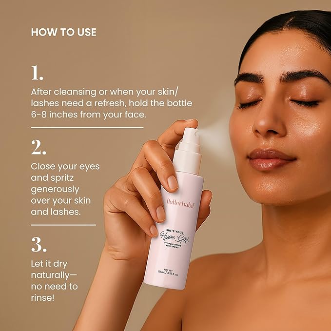 FlutterHabit Hypochlorous Acid Spray, Face Mist for Acne Prone Skin, HOCl Formula to Soothe Irritation, Refresh Complexion, Repair Damage, Balance Oil, Calm Redness, Restore Clarity (125mL)-VivaGrace Women