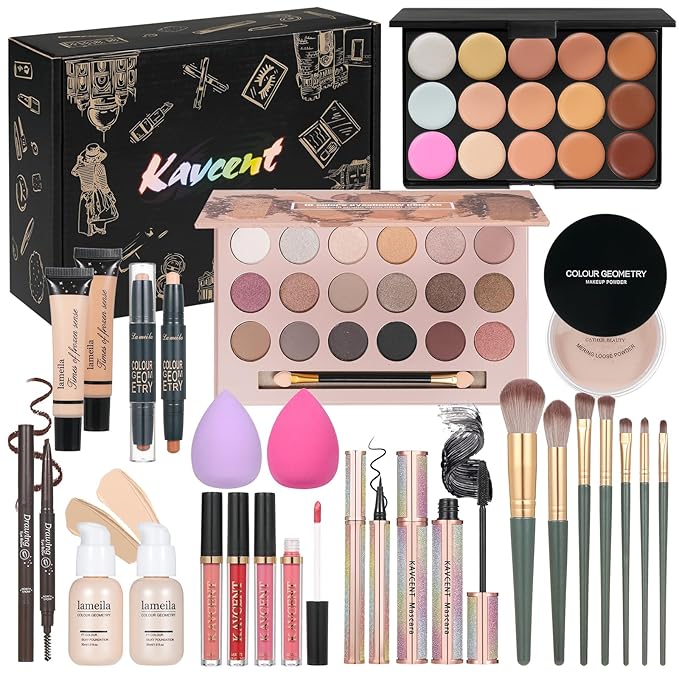 Makeup Kit Makeup Sets for Teens Makeup kits for Women Teenagers Make up Eyeshadow Palette Foundation Concealer Lipgloss Loose Powder Makeup Kit for Women Full Kit-VivaGrace Women