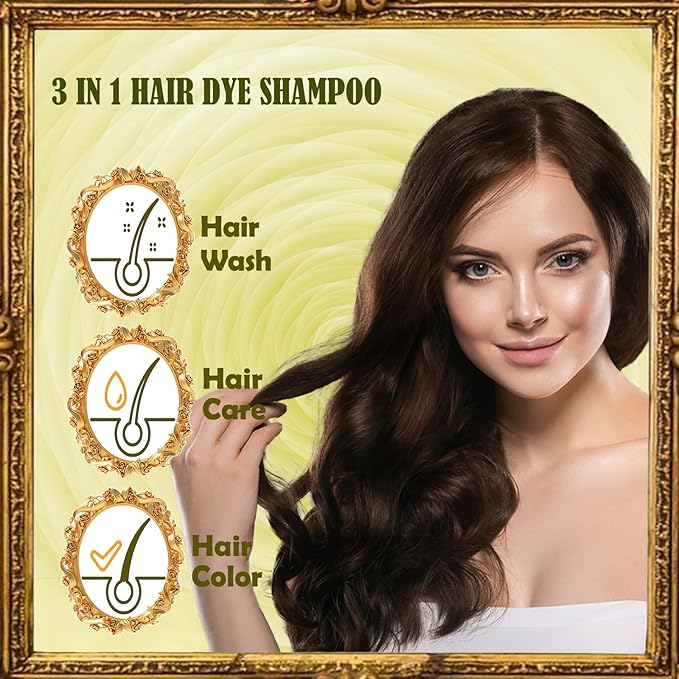 Coffee Hair Dye 3 in 1 - Instant Hair Color Shampoo for Refreshing, Herbal Hair Dye for Women & Men, Easy to Use & Long Lasting 16.90 oz-VivaGrace Women