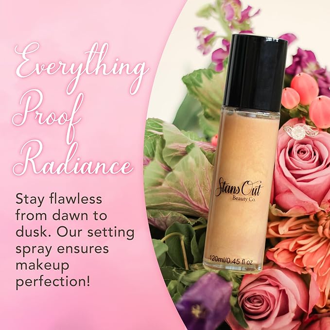 StansOut Beauty Co Bridal Glow Setting Spray | Dewy Illuminating Face Mist Fixing Spray for Makeup Finish | Long-Lasting Makeup Setting Spray for Face Paint, Dewy Finish, and Mature Skin 120ml-VivaGrace Women