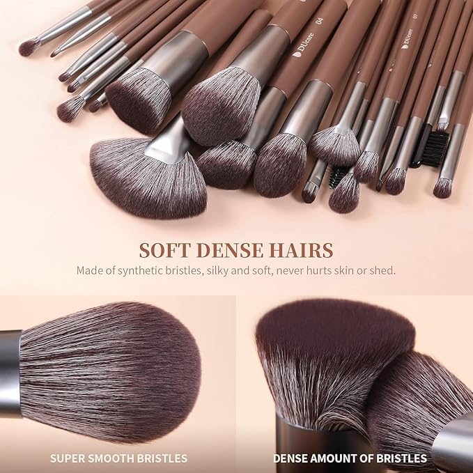 DUcare Professional Makeup Brush Set 22Pcs with Travel Case Synthetic Kabuki Foundation Brush, Face Powder Brush, Blush Brush, Concealer Brush, Eyeshadow Brushes-VivaGrace Women