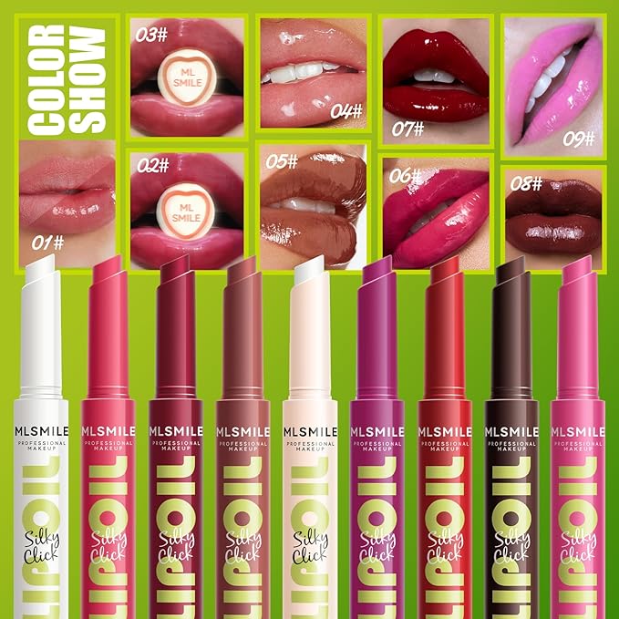 3 Colors Fat Lip Oil Click Slick, Moisturizing and Long-lasting Lip Balm, Non-stick and High Pigment Lip Glow Oil, Lightweight Lip Plumper with Coconut Oil (Set: B)-VivaGrace Women