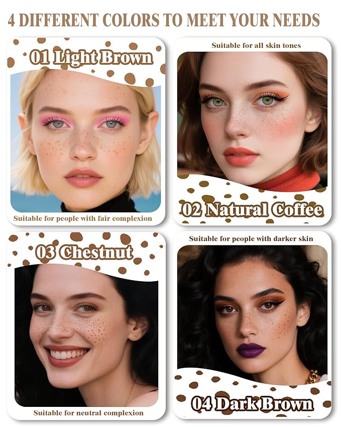 Freckle Pen, 4 Colors Kit - Natural Lifelike Faux Freckle Makeup Pen, Waterproof Long Lasting, Create Sunkissed Skin(4Pack)-VivaGrace Women