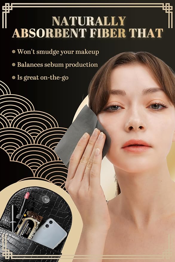 [KPOP Beauty] Makeup Friendly Oil Blotting Paper - DANABE Bamboo Charcoal Face Oil Blotting Sheets | Korean Skincare Oil Absorbing Sheets for Face (4x3.6 in.100 Large Sheets)-VivaGrace Women