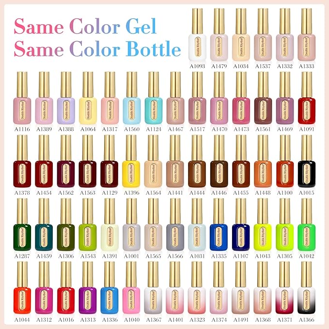 Double Rhythm 0.50 OZ Gel Polish Hema Free Same Color Same Bottle Golden Round Translucent Neutral Natural Milky 15 ML Jelly UV Polish Art DIY at Home (Neon Orange-C1044)