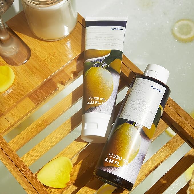 KORRES Elasti-Smooth Basil Lemon Body Butter With Shea Butter, Squalane And Greek Safflower Oil For Velvety Skin Texture, Fast Absorbing Whipped Moisturizer With Herbal Citrus Scent, 4.23 Fl Oz-VivaGrace Women