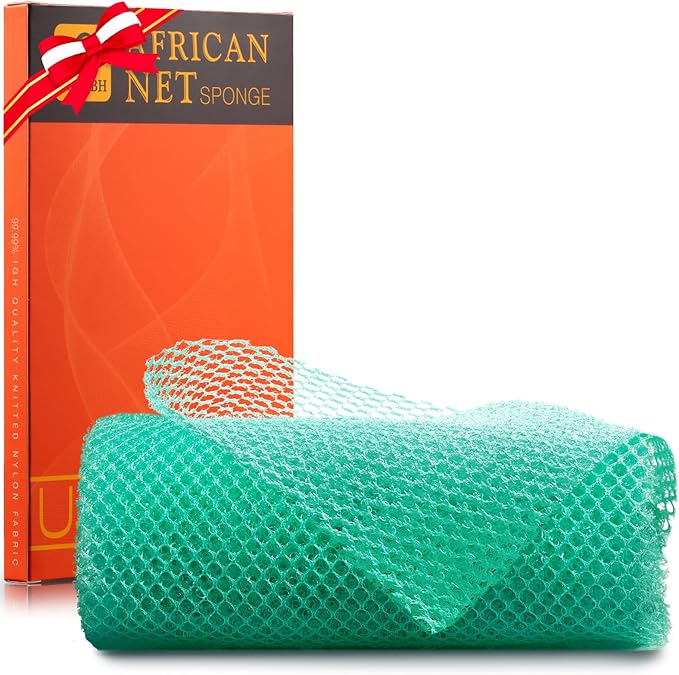 UJFQBH African Bath Sponge African Net Long Net Bath Sponge Exfoliating Shower Body Scrubber Back Scrubber Skin Smoother,Great for Daily Use (Green)-VivaGrace Women