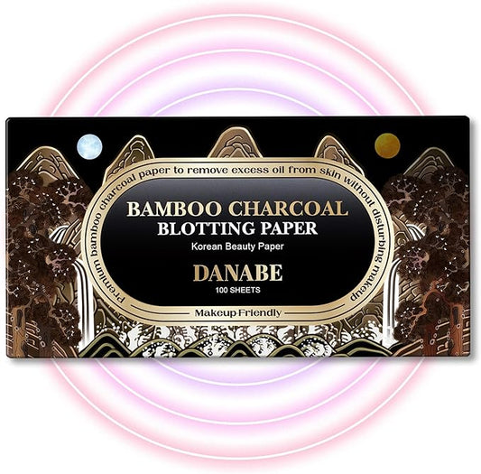 [KPOP Beauty] Makeup Friendly Oil Blotting Paper - DANABE Bamboo Charcoal Face Oil Blotting Sheets | Korean Skincare Oil Absorbing Sheets for Face (4x3.6 in.100 Large Sheets)-VivaGrace Women