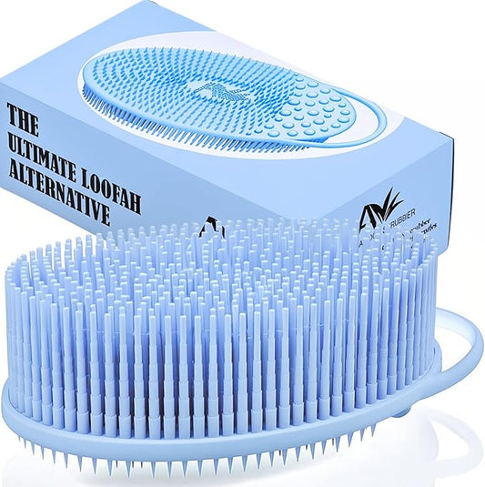 Avilana Silicone Body Scrubber – Gentle Shower Brush & Loofah Alternative- Food Grade & Lab Tested – Fast-Drying, Hygienic, BPA-Free Silicone Body Gentle Exfoliator (Blue, Exfoliate)-VivaGrace Women