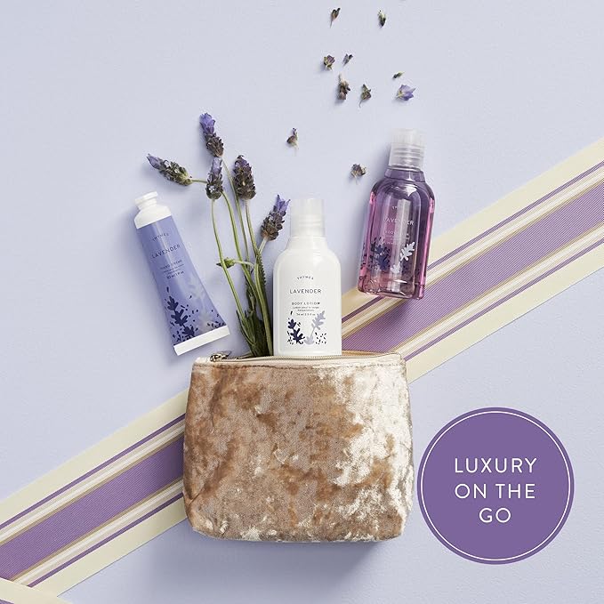 Thymes Travel Set and Beauty Bag - Contains Body Wash, Body Lotion & Hand Cream - Lavender-VivaGrace Women