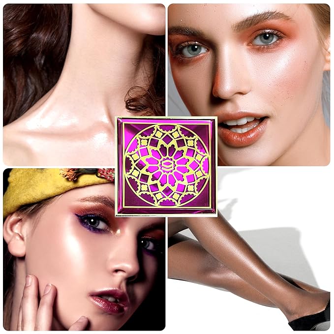 Face Highlighters Exquisite 3D Texture Luminizers Palette, Shiny Contour Makeup Illuminator for Body Cheek Eyebrow Nose Chin Lip Glossy Shimmer Contouring Palette-VivaGrace Women