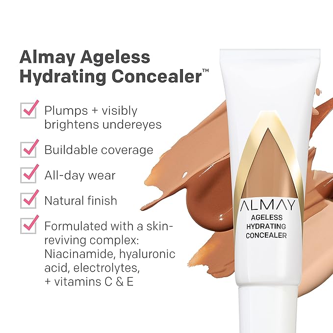 Almay Anti-Aging Concealer, Face Makeup with Hyaluronic Acid, Niacinamide, Vitamin C & E, Hypoallergenic-Fragrance Free, 030 Medium, 0.37 Fl Oz (Pack of 2)-VivaGrace Women