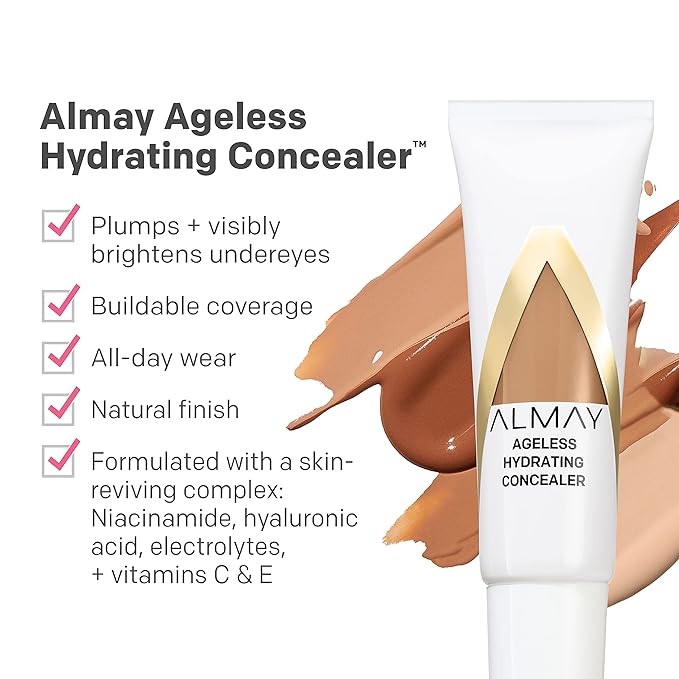 Almay Anti-Aging Concealer, Face Makeup with Hyaluronic Acid, Niacinamide, Vitamin C & E, Hypoallergenic-Fragrance Free, 005 Fair, 0.37 Fl Oz (Pack of 1)-VivaGrace Women