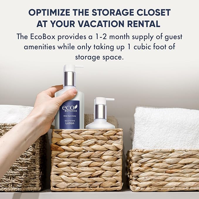 1-Shoppe Eco Botanics 20 Piece Ecobox All-In-Kit | White Tea and Honey Soap | 6 Shampoo, 4 Conditioner, 6 Body Wash & 4 Lotion | 10.14oz Hotel Soaps and Toiletries Bulk | Personal Care Products-VivaGrace Women