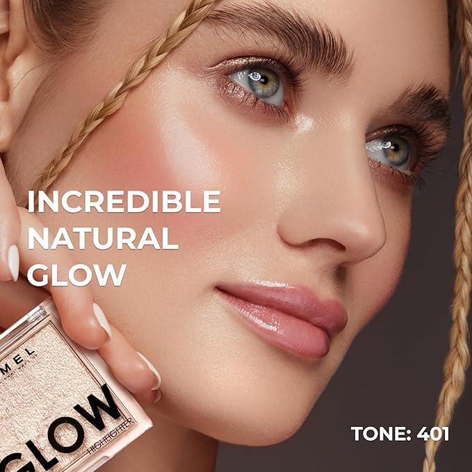 LAMEL Glow Highlighter: Face Make Up & Contour Palette in Deep, Vibrant Colors - Natural Shimmer - Compact Size & Perfect for Travel - Cruelty Free - 3.8gr/0.13 oz 401 (Luna)-VivaGrace Women