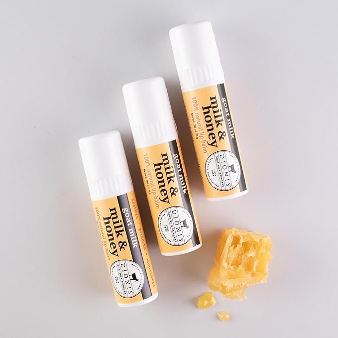 Dionis Goat Milk Skincare Milk & Honey Holiday Lip Balm Gift Set - Beeswax, Shea Butter & Coconut Oil Lip Care Products Made in The USA - Cruelty Free Lip Moisturizer For Chapped Lips, 0.28oz 3 Pack-VivaGrace Women