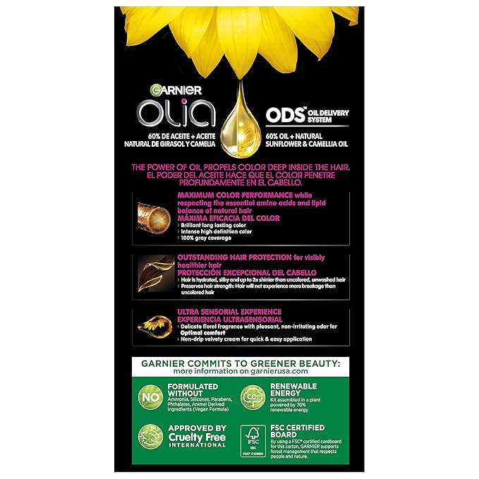 Garnier Hair Color Olia Ammonia-Free Brilliant Color Oil-Rich Permanent Hair Dye, 8.22 Medium Rose Gold, 2 Count (Packaging May Vary) (Pack of 2)-VivaGrace Women