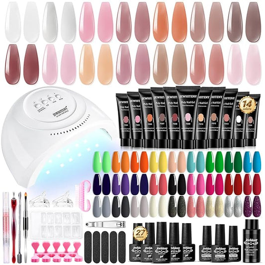JEWHITENY 14 Colors Poly Gel Nail Kit 27 Colors Gel Nail Polish Kit With U V Light All In One Nail Art Starter Kit Suitable For All Seasons-VivaGrace Women