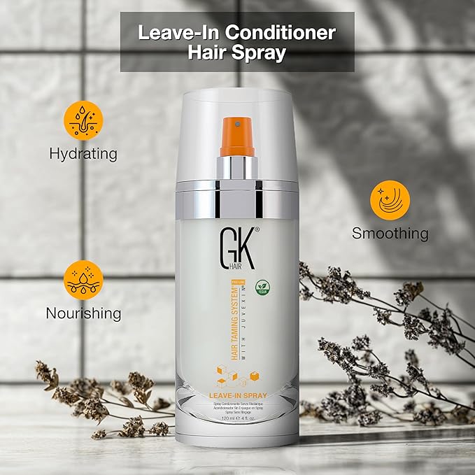 GK HAIR Global Keratin Leave-In Conditioner Detangler Spray 120 ml - For Dry, Damaged and Frizzy Hair Protection With Organic Natural Oil Strength & Shine | Hydrating Smoothing Styler-VivaGrace Women