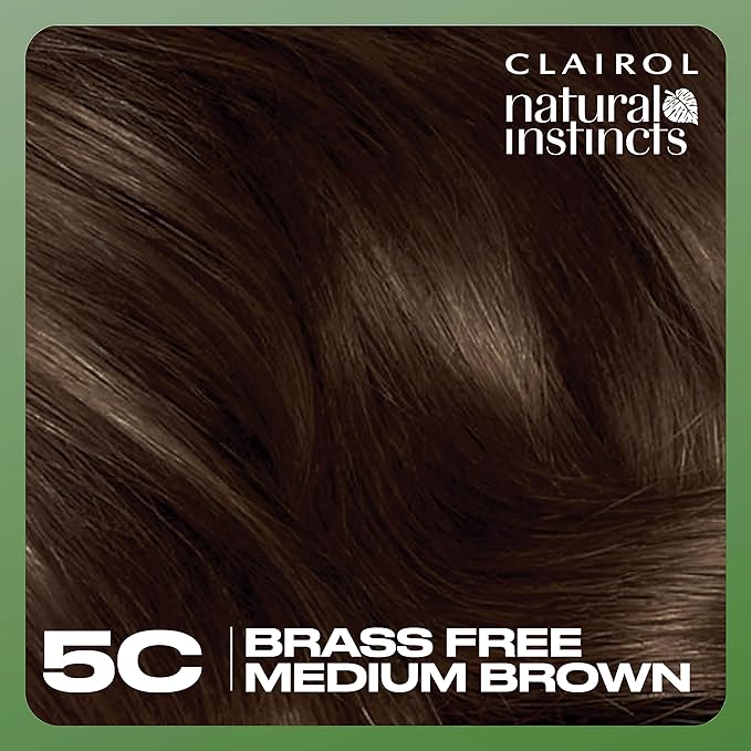 Clairol Natural Instincts Demi-Permanent Hair Dye, 5C Brass Free Medium Brown Hair Color, Pack of 1-VivaGrace Women
